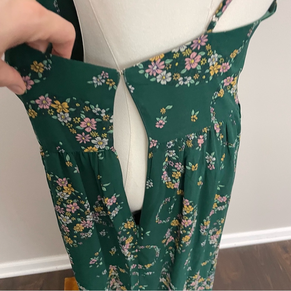Laundry by Shelli Segal Dress Maxi Floral Surplice Racerback Lined Green Pink - Picture 11 of 14